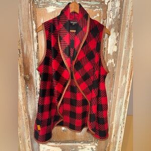 Simply Southern Sleeveless Red Black Plaid Cardigan Wrap Size Small